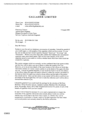 [Letter from Robin Miller to Francesco Telesca regarding samples of cigarettes]