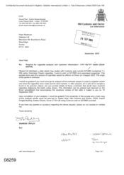 [Letter from Sharon Tapley to Peter Redshaw regarding Request for cigarette annalysis and customer information]