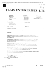 Tlais Enterprises Ltd[Memo from P Tlais to M Rolfe regarding amendments agreed between Tom and Dinos to the contract]