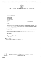 [Letter from Norman BS Jack to Mike Clarke regarding discovery of Sovereign product in port Said]
