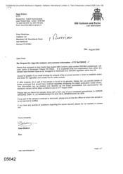 [Letter from Sean Brabon to Peter Redshaw regarding request for cigarette analysis and customer information]