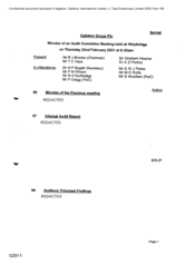 [Minutes of an audit committee meeting held at Weybridge on Thursday 20010222 at 8.30am]