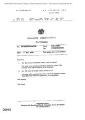 [Letter from Sue James to Fadi Nammour regarding the shipment of vessels of Dorchester International Lights for Djibouti and Sovereign Classic Gold for UAE]