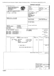 [Invoice from Gallaher International Limited to Tlais Enterprises Ltd regarding 800 Cartons of Sovereign Classic Cigarettes]