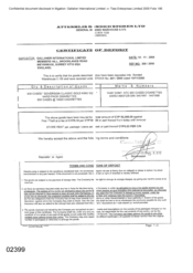 [Certificate of deposit from Atteshlis Bonded Stores Ltd to Gallaher International Limited regarding Sovereign Classic Gold Hard Park Cigattes]