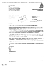 [Letter from Victoria Sandiford to Peter Redshaw regarding request for cigarette analysis and customer information]