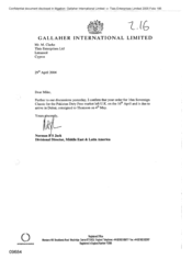 [Letter from Norman BS Jack to M Clarke regarding order for Sovereign Classic for the Pakistan duty free market]