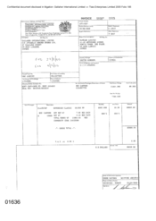 [Invoice from Atteshlis Bonded Stores Ltd on behalf of Gallaher International Limited regarding Sovereign Classic Cigarettes]