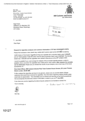 [Letter from Ken Ojo to Nigel Espin regarding request for cigarette analysis and customer information]