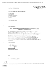 [Letter from Nigel P Espin to Ian Walton regarding urgent request for cigarette sample analysis]