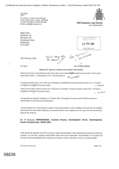 [Letter from Joe Daly to Nigel Espin regarding the request for cigarette analysis and customer information]