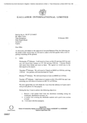 [Letter from Gallaher International Limited to Mike Clark of Tlais Enterprises regarding approval of a joint business plan]