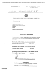 [Letter from Gallaher International Limited to Atteshlis Bonded Stores Ltd regarding certificate of release]