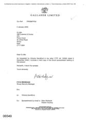 [Letter from PRG Redshaw to S Little regarding hard copy of the excel spreadsheet relating to seizure]