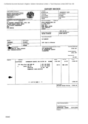 [Export invoice for Gallaher International Limited]