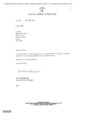 [Letter from PRG Redshaw to L Gibsy regarding spreadsheet relating to a seizure]