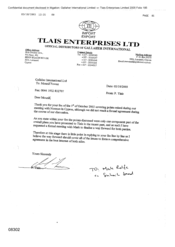 [Letter from P Tlais to Mounif Fawaz regarding component part of overall plans presented to Tlais]