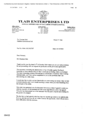 [Letter from P Tlais to Norman Jack regarding resons for not proceeding with request for production]