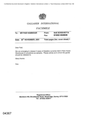 Gallaher International Limited[Memo from Sue Schiavetta to Fadi Nammour regarding release of 6 cases of Stateline on 20011128]