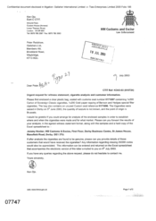 [Letter from Ken Ojo to Peter Redshaw to regards to urgent request for witness statement, cigarette analysis and customer information]