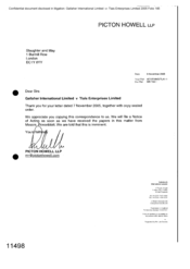 [Letter from Picton Howell LLP to Slaughter and May regarding a response to letter where a notice will be filed]