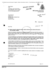 [Letter from Sean Brabon to Peter Redshaw regarding urgent request for cigarette analysis]