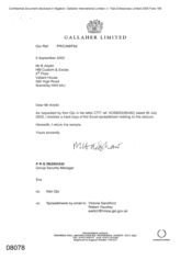 [Letter from PRG Redshaw to B Ariyibi regarding hard copies and excel Spreadsheet relating to a seizure]