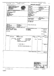 [Export invoice by Tlais Enterprises Ltd to Gallaher International Limited for Soverign Classic]