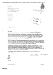 [Letter from Ken Ojo to Peter Redshaw regarding request for cigarette analysis and customer information]