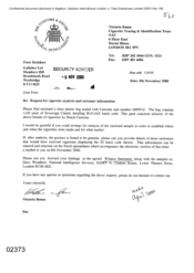 [Letter from Victoria Bonsu to Peter Redshaw regarding request for cigarette analysis and customer information]