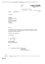 [Letter from Nigel P Espin to Joe Daly regarding the requested witness statement and excel spreadsheet]