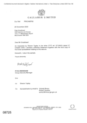 [Letter from PRG Redshaw to Pete Greathead in regards to Excel spreadsheet relating to seizure]