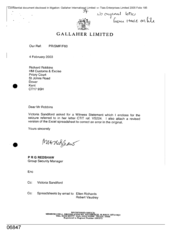 [Letter from PRG Redshaw to Richard Robbins regarding witness statement in CTIT letter]