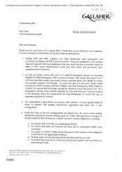 [Letter from Jeff Jeffery to P Tlais regarding the meeting held by Gallaher and Tlais in 2002 and 2003]