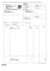 [Invoice from Gallaher International Limited to CT Tobacco IOM Ltd for Sovereign Classic Cigarettes]