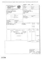 [Invoice from Atteshlis Bonded Store Ltd to Gallaher International Limited on Sovereign Classic cigarettes]