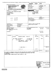 [Invoice from Gallaher International Limited to Namelex Limited regarding Sovereign Classic]