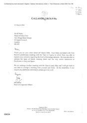 [Letter from Jeff Jeffery to M Wells regarding preliminary Meeting with Mr Tlais in Cyprus]