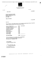 [Letter from Banque Banorabe to JD Brown regarding letter of credit and duly account]