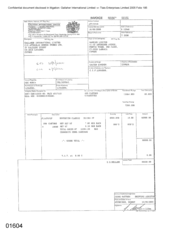 [Invoice from Namelex Limited to Gallaher International Ltd for Sovereign Classic]