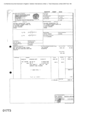 Invoice from Atteshlis Bonded Stores Ltd on behalf of Gallaher International Limited for Sovereign Classic Cigarettes]