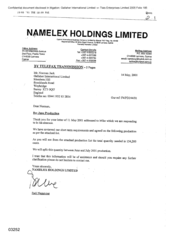 [Letter from Fadi Nammour to Norman Jack regarding production of the quantity needed]