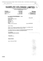 [Letter from Philippa Demetriou to Peter Whent regarding Specimen Letter of Credit]