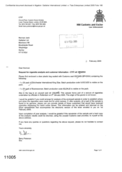 [Letter from Barry Peterson to Norman Jack regarding request for cigarette analysis and customer information]