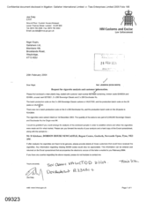 [Letter from Joe Daly to Nigel Espin regarding request for cigarette analysis and customer information]