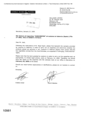 [Letter from Cristina Soler and David Saludes to Norman Jack regarding Seizure of cigarattes Dorchester at customs in valencia]