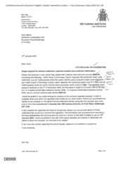 [Letter from Ken Ojo to Carol Martin regarding urgent request for witness statement cigarette analysis and customer information]