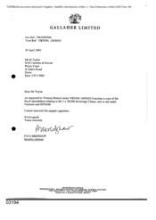 [Letter from PRG Redshaw to M Taylor regarding Sovereign Classic sample cigarettes]