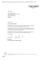 [Letter from Tom Keevil to Duncan McCallum regarding Tlais Enterprises Limited ]