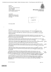 [Letter from Ken Ojo to Carol Martin regarding the request for cigarette analysis and customer information]